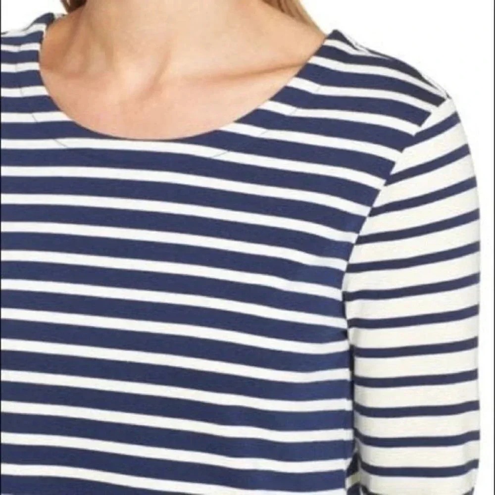 Vineyard Vines Navy Blue & White Nautical Stripe Long Sleeve Shift Dress S - Picture 4 of 9
